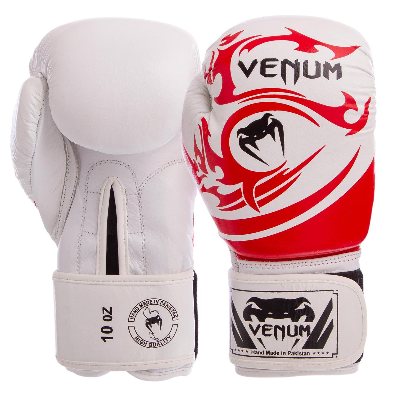 

Перчатки для бокса и единоборств Venum TRIBAL Heroe кожаные 5777 White-Red 12 унций