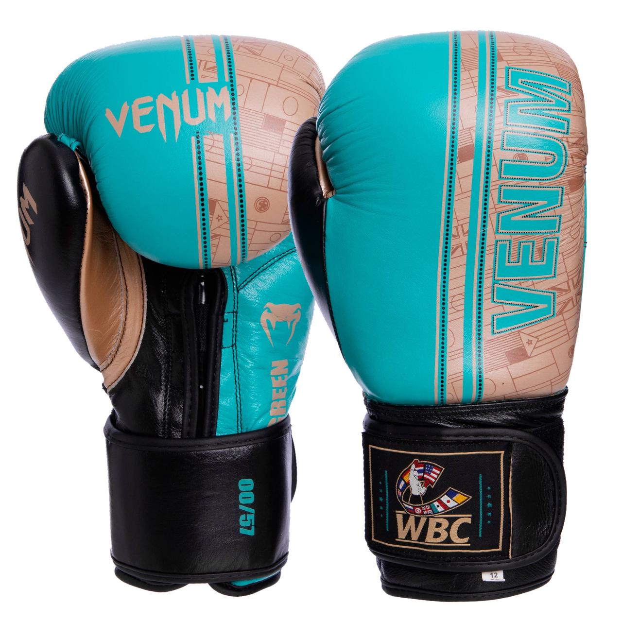 

Перчатки для бокса и единоборств кожаные Venum Shield Pro Heroe VL-1998 Blue-Brown-Black 14 унций