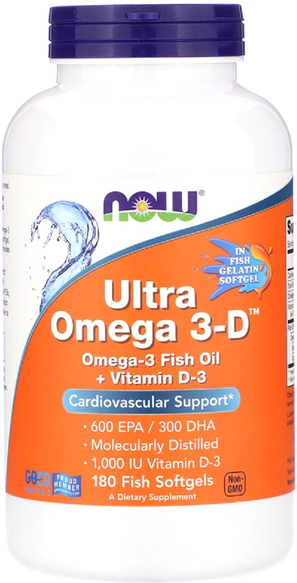 

Ультра Омега 3 и Витамин D, Ultra Omega 3-D, Now Foods 180 Гелевых Капсул (733739016645)