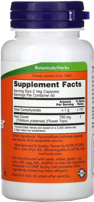 

Красный Клевер, Red Clover, Now Foods 400 мг, 100 Вегетарианских Капсул (733739047304)