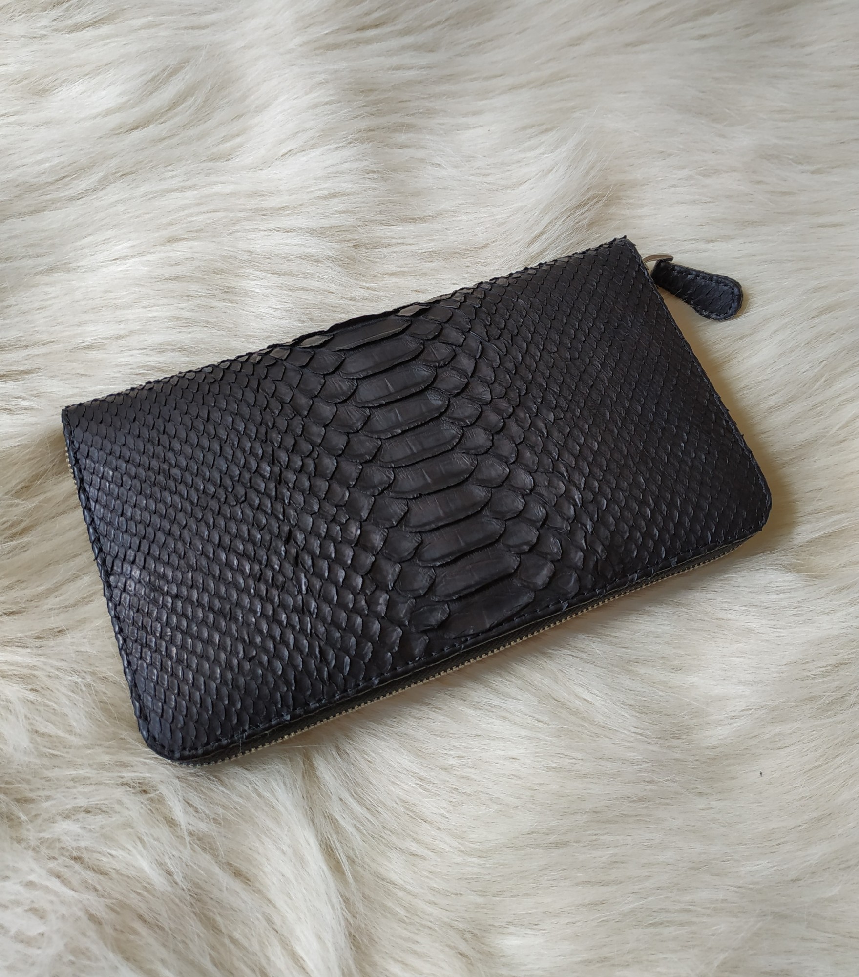 

Клатч кошелек из кожи питона черный Unisex (20х12 см) BL00122
