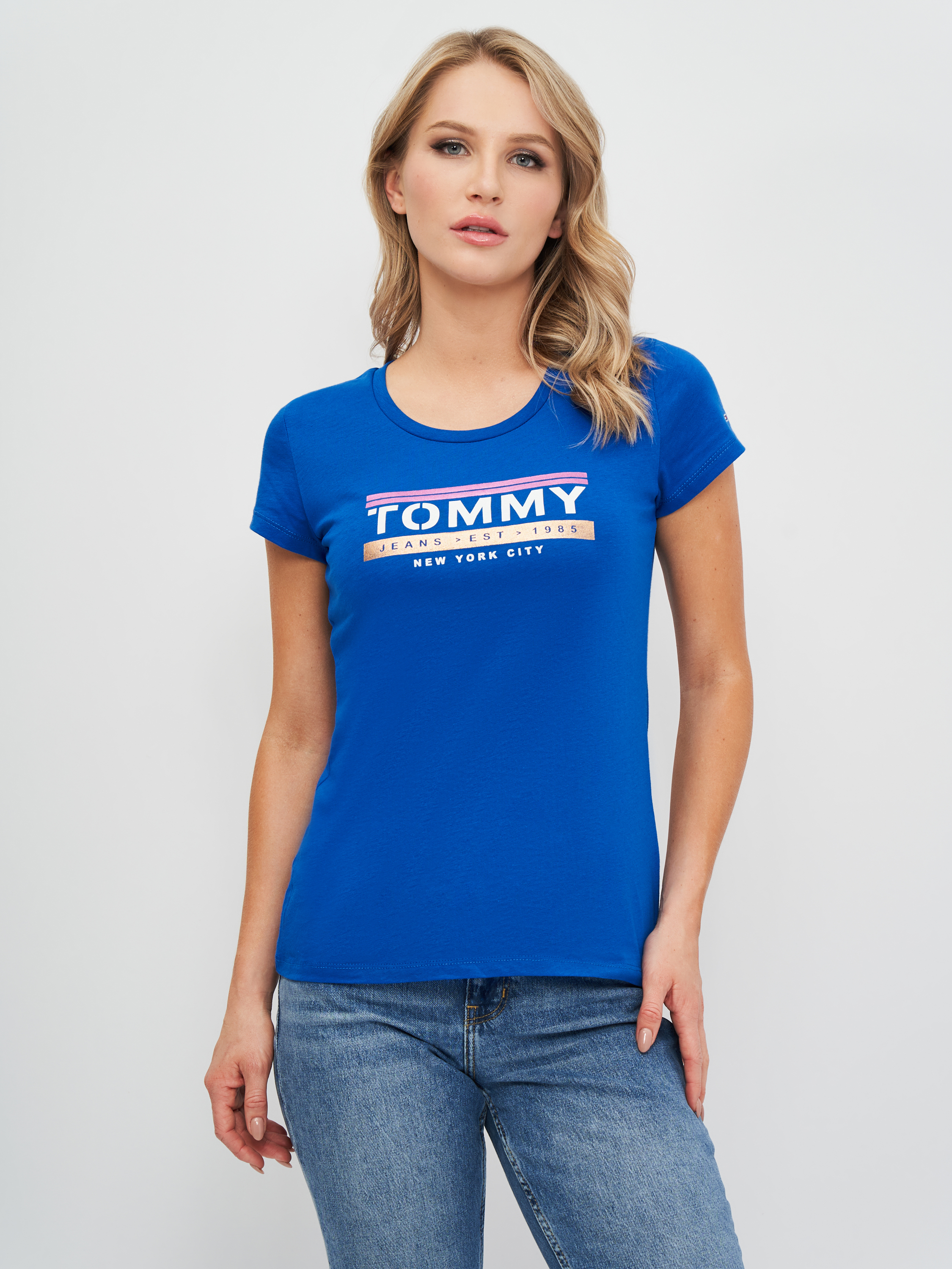 Акция на Футболка жіноча Tommy Hilfiger 10743.2 S (42) Синя от Rozetka