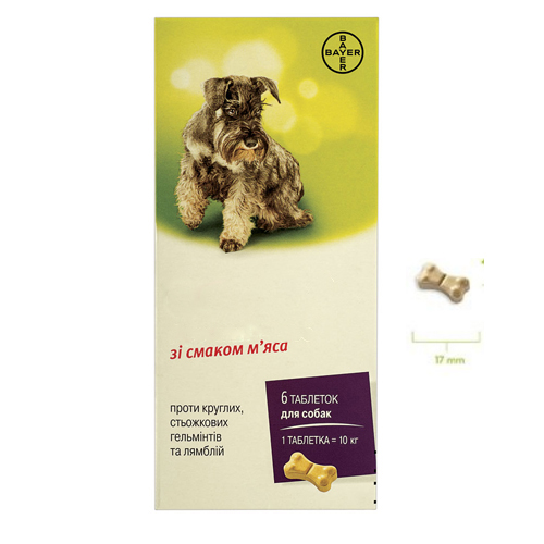 

Таблетки Bayer Drontal Plus Dog 6 табл упаковка