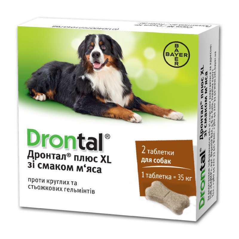 

Таблетки Bayer Drontal Plus XL Dog 2 табл упаковка