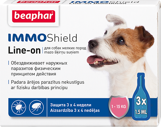 

Капли от блох и клещей Beaphar IMMO Shield для собак от 1-15 кг цена за упаковку 3 шт