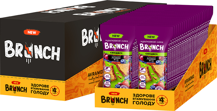 Акція на Упаковка мультизлаковых снеков Brunch сэндвич с кусочками лесных ягод 56 г х 28 шт (4823105807628) від Rozetka UA