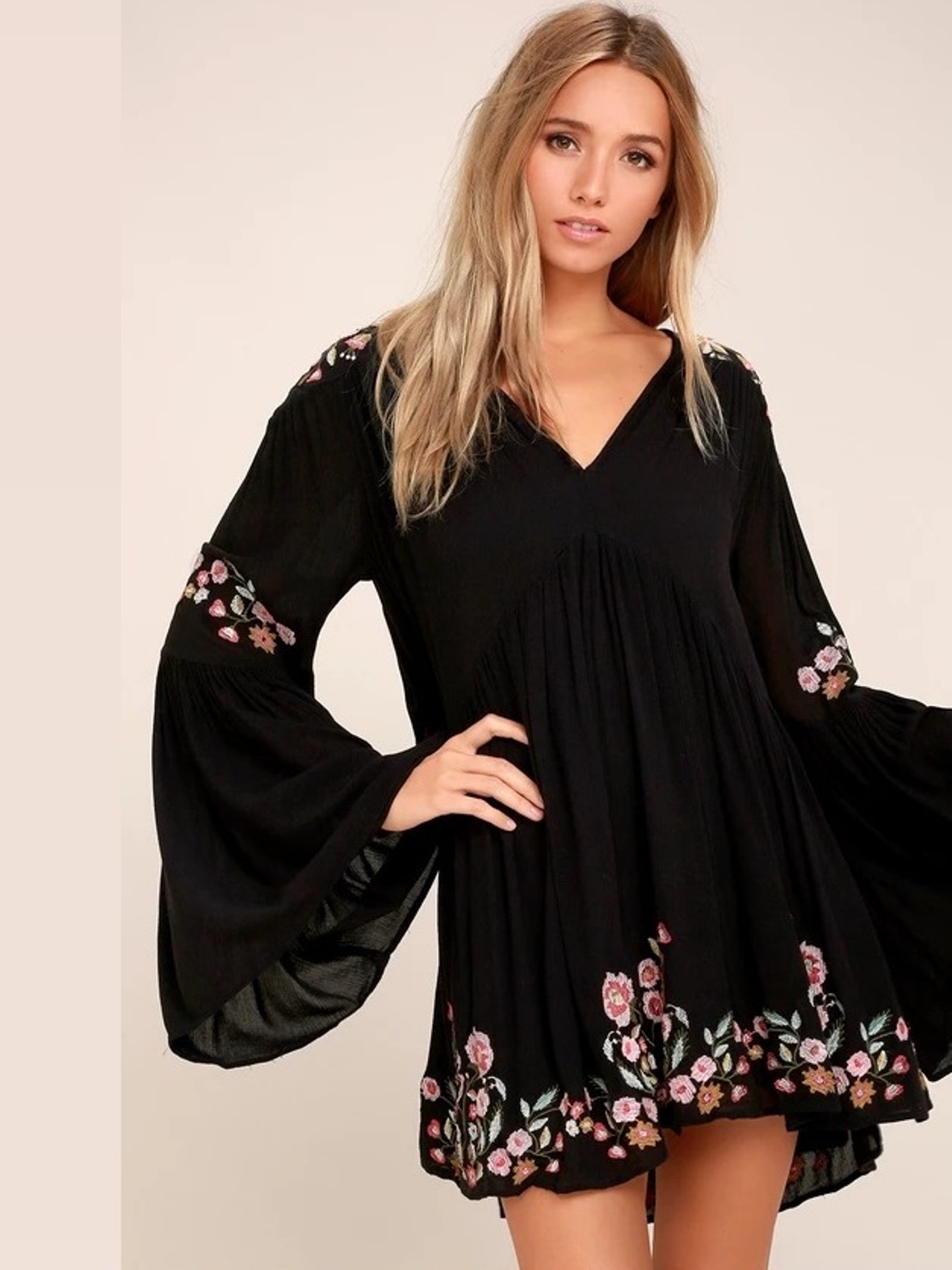 

Черное мини-платье Babydoll с вышивкой Free People AS010720-16  Черный, Черное мини-платье Babydoll с вышивкой Free People AS010720-16 S Черный