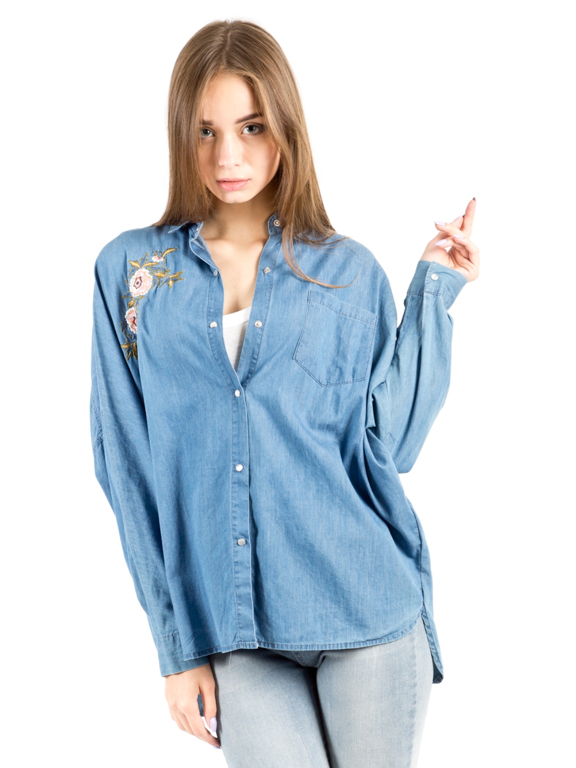 

Рубашка джинсовая BEBE PLUS 21093 L Деним