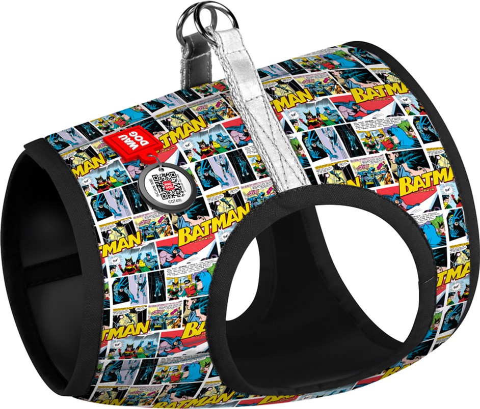 

Шлея для собак мягкая Collar WAUDOG Clothes c QR паспортом, рисунок "Бэтмен комикс", XS1, В 24-27 см, С 18-20 см (1001-4005)