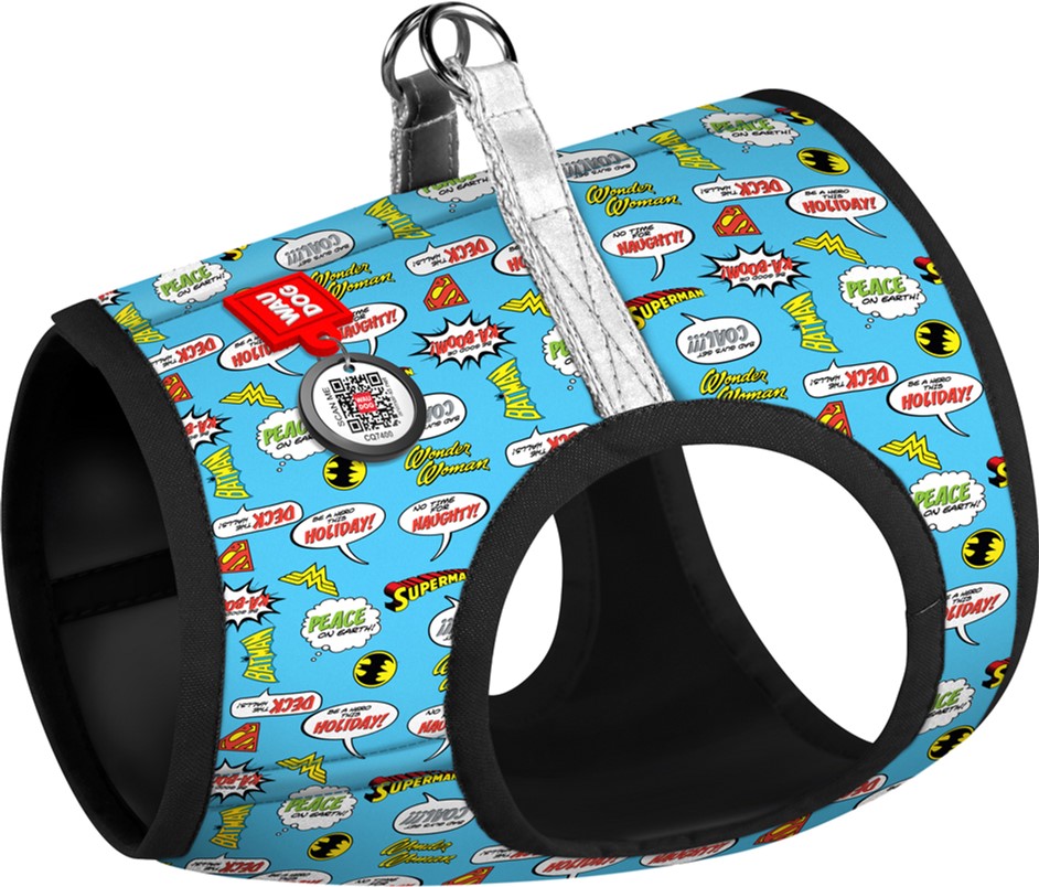 

Шлея для собак мягкая Collar WAUDOG Clothes c QR паспортом, рисунок "Лига Справедливости в голубом", XS2, В 28-31 см, С 20-22 см (1002-4002)