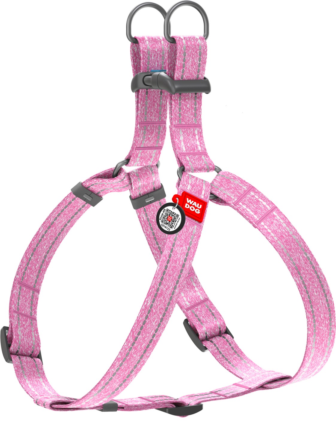 

Шлея для собак Collar WAUDOG Re-cotton с QR паспортом, из восстановленного хлопка, светоотражающая, пластиковый фастекс, L, Ш 25 мм, Дл 60-90 см, розовый