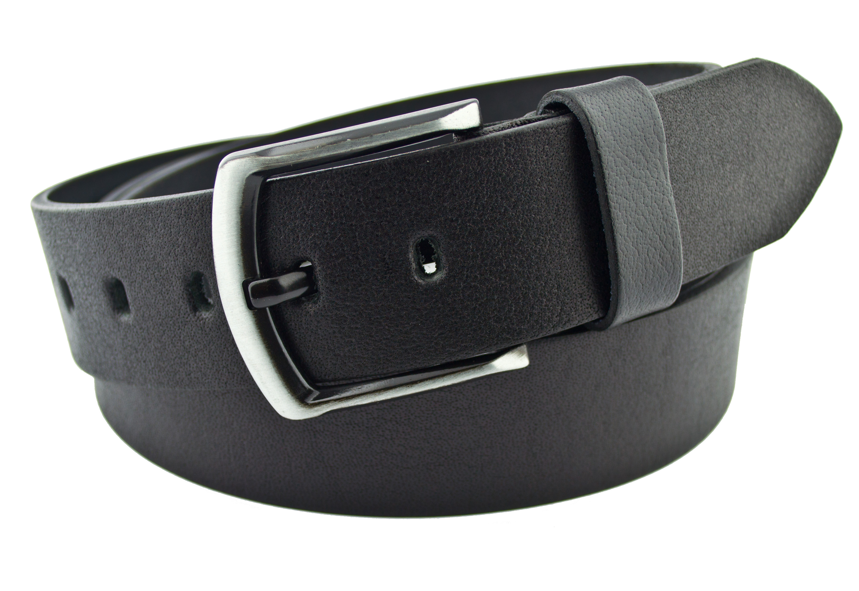

Мужской кожаный ремень Real Leather 4.5 см для джинсов черный 165-200 см