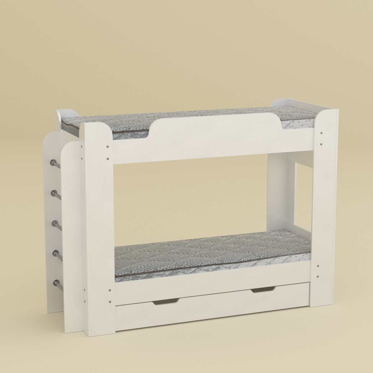 

Двухъярусная детская Кровать-чердак с боковой лестницей и выдвижным ящиком для вещей 210х77х152см белый 65211