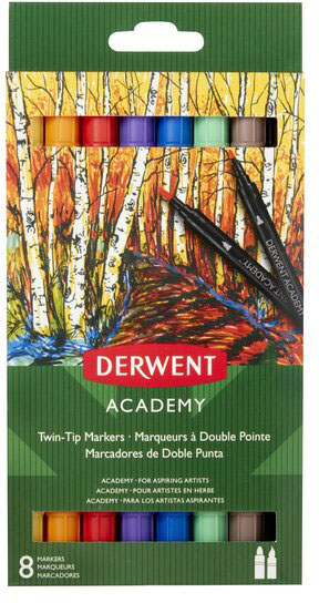 

Набор цветных маркеров с двойным наконечником Derwent Academy Twin-Tip 8 штук (98206)