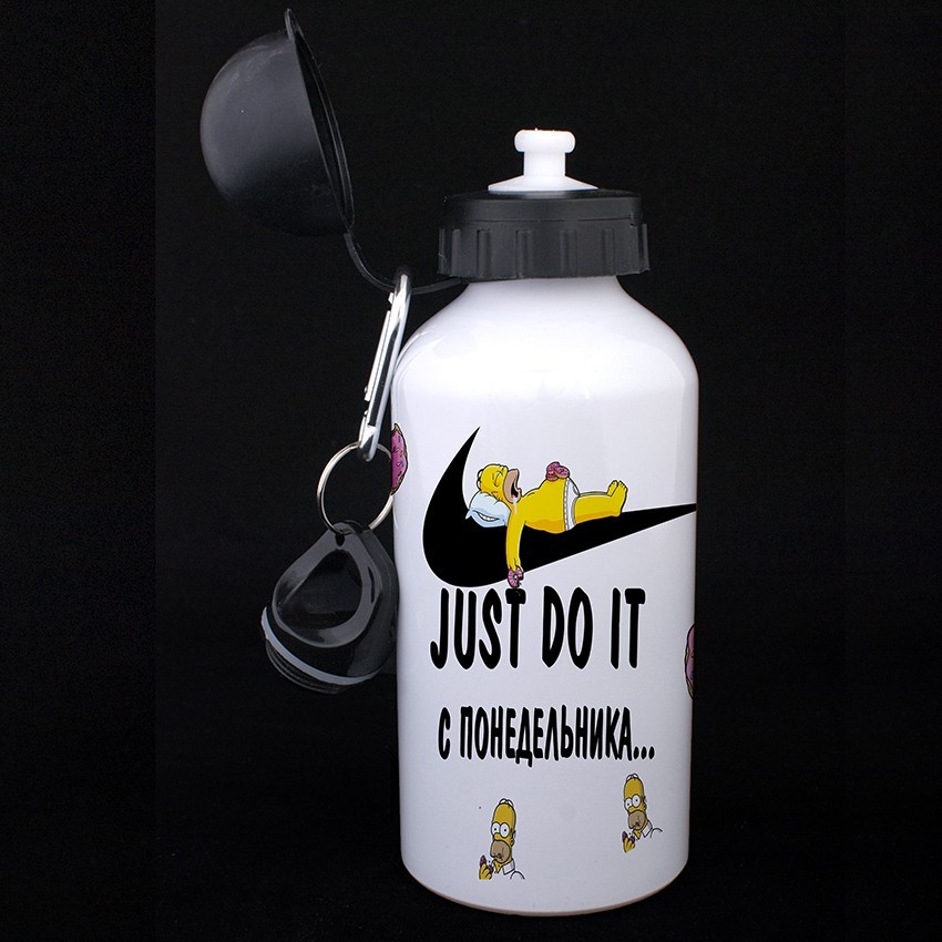 

Фляга для воды Cupmugs 600 мл. Алюминий с принтом Just do it с понедельника