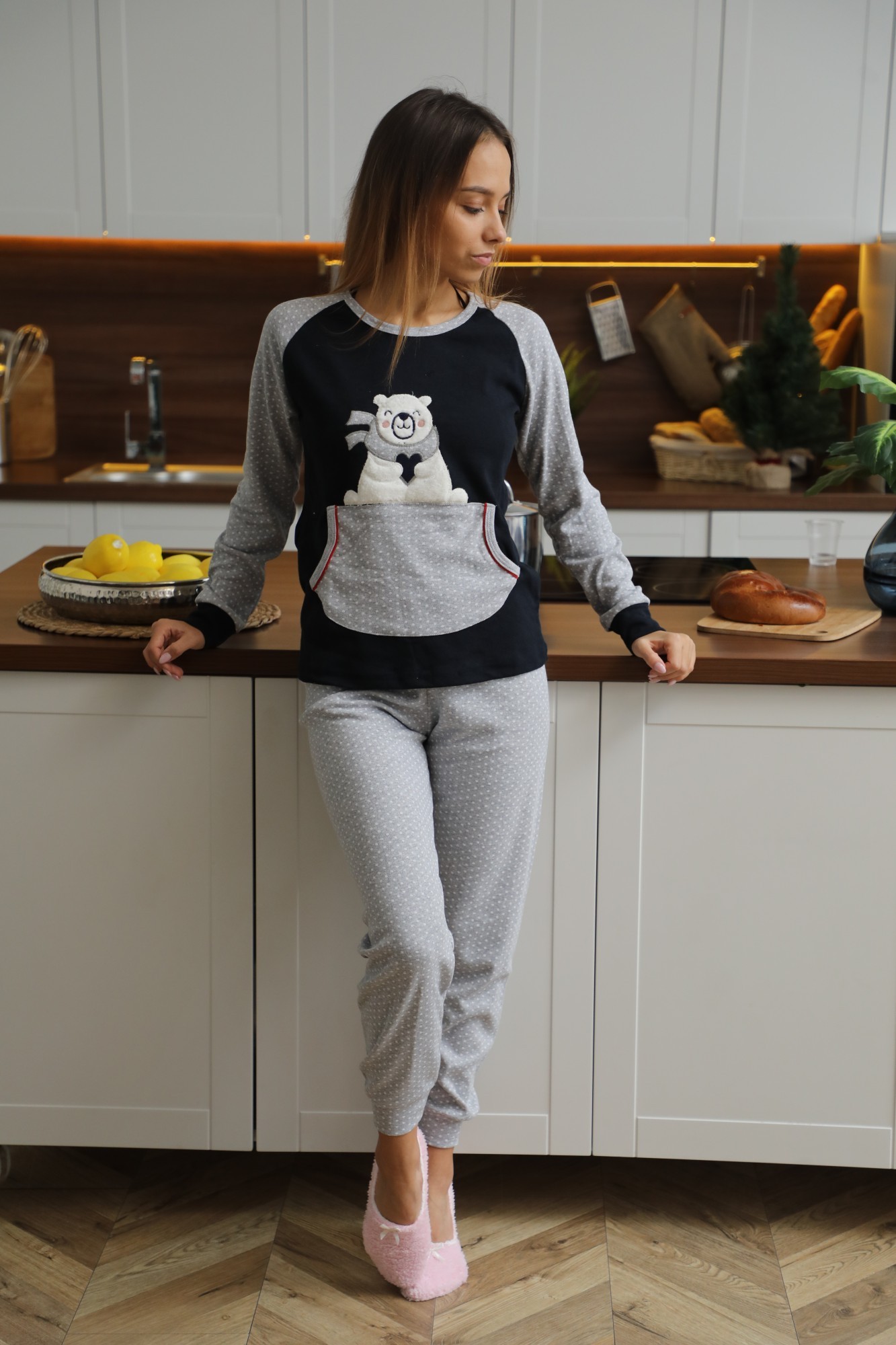 

Пижама Fawn Bear M Серая с черным