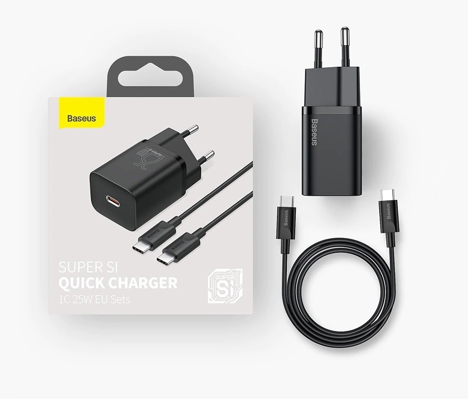 

Зарядное устройство Baseus Quick Charger 25W + кабель USB-C 1m для iPhone|iPad|Samsung|Xiaomi|Huawei|Meizu|OnePlus|LeEco