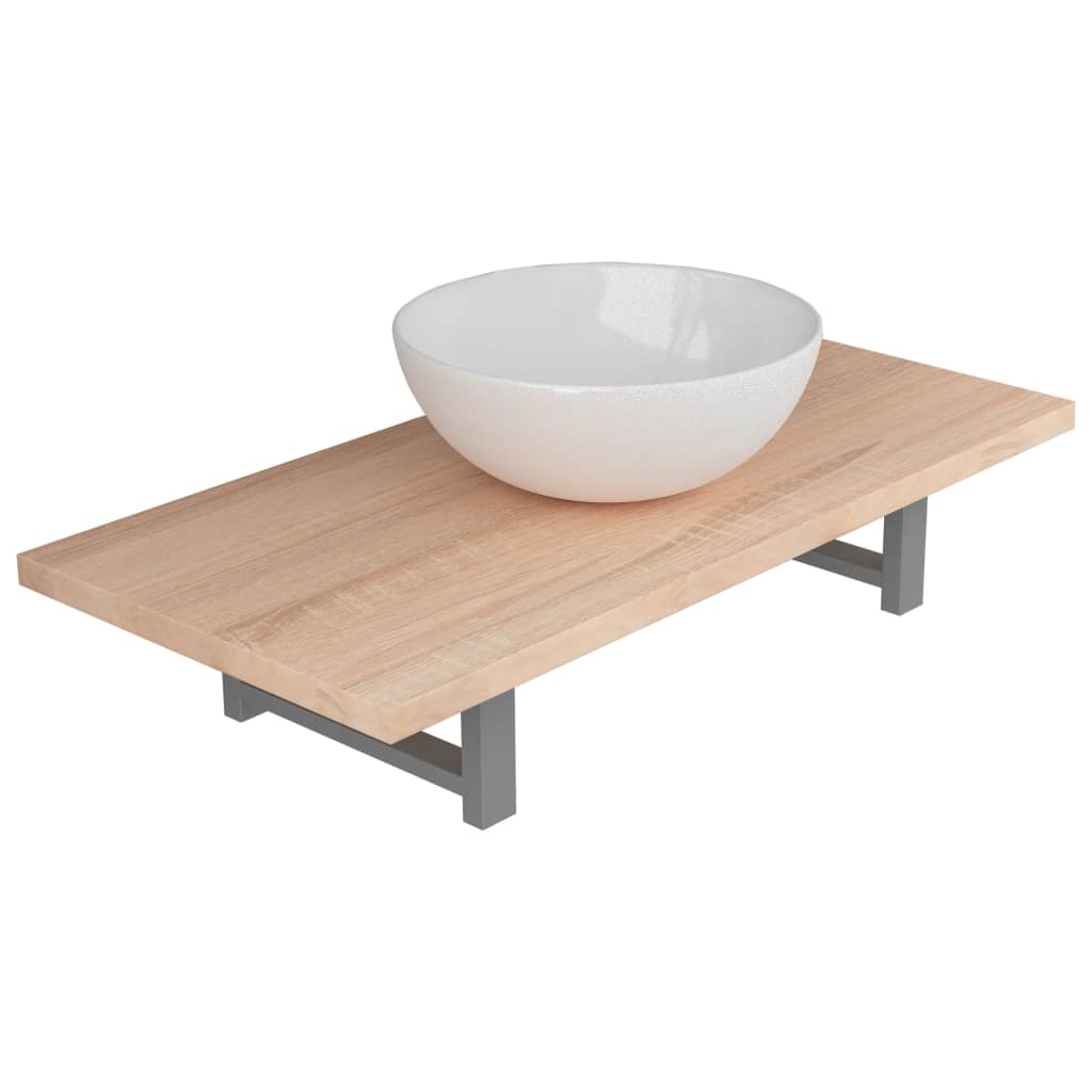 

Набір меблів для ванної кімнати Shumee з двох частин кераміка дубовий колір 279346