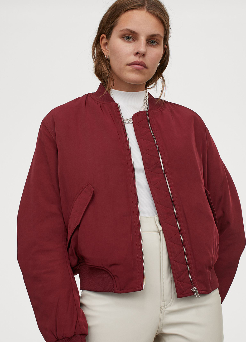 

Бомбер H&M 868038b03 XS Бордовый