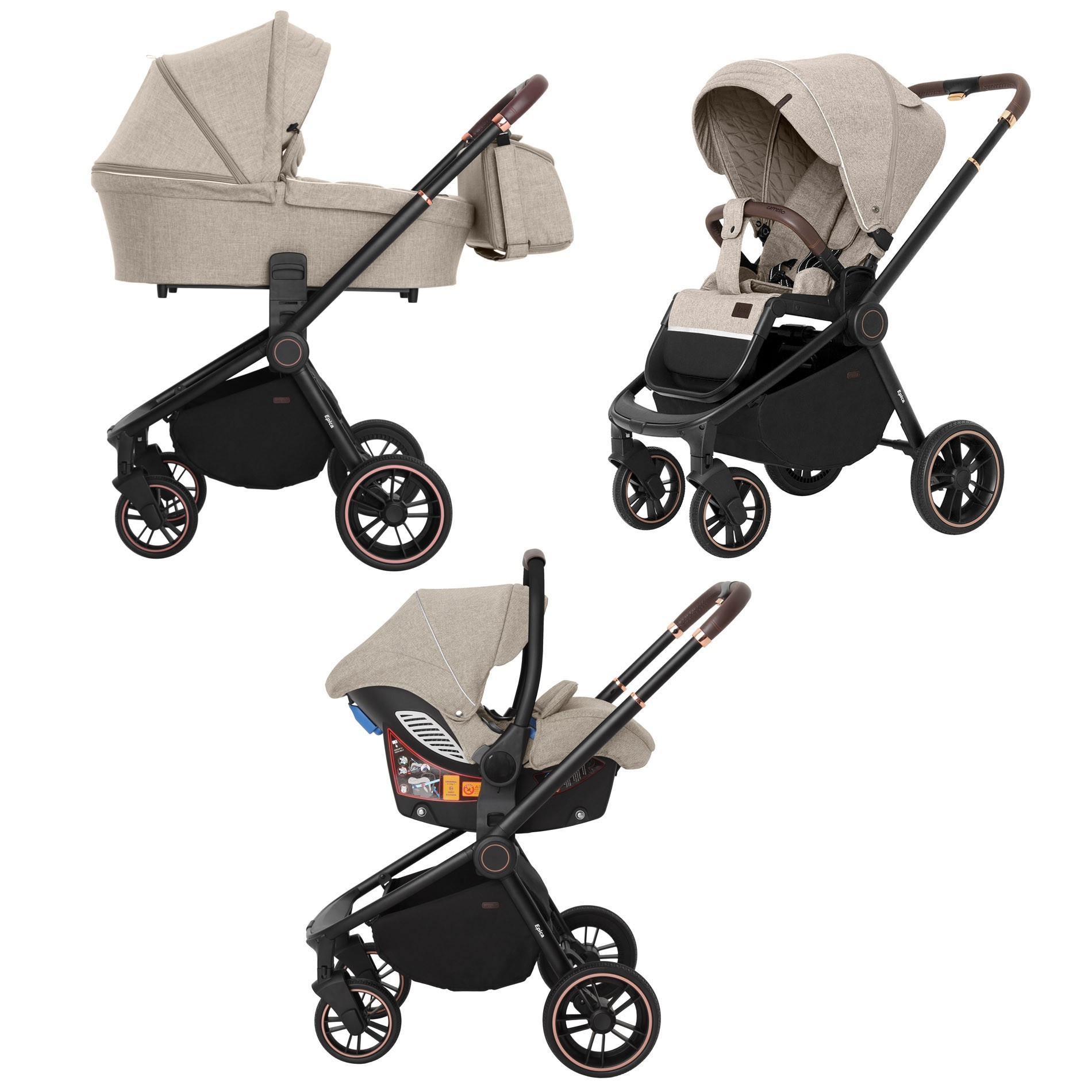 

Коляска универсальная CARRELLO Epica CRL-8511/1 (3in1) Almond Beige