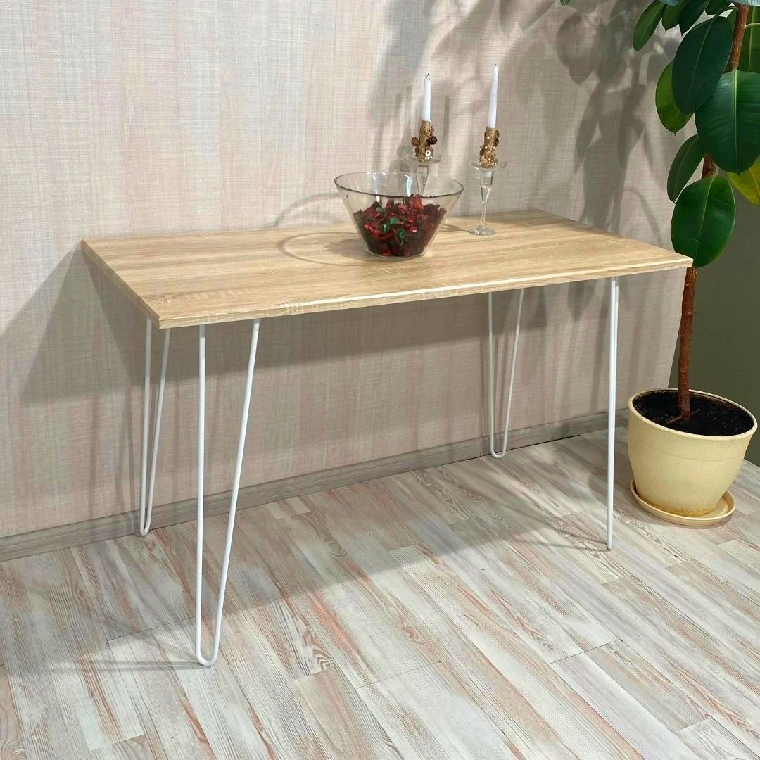 

Стол "Лофт" Ст-1, Дуб сонома (120/73/56), МДФ, белые ножки