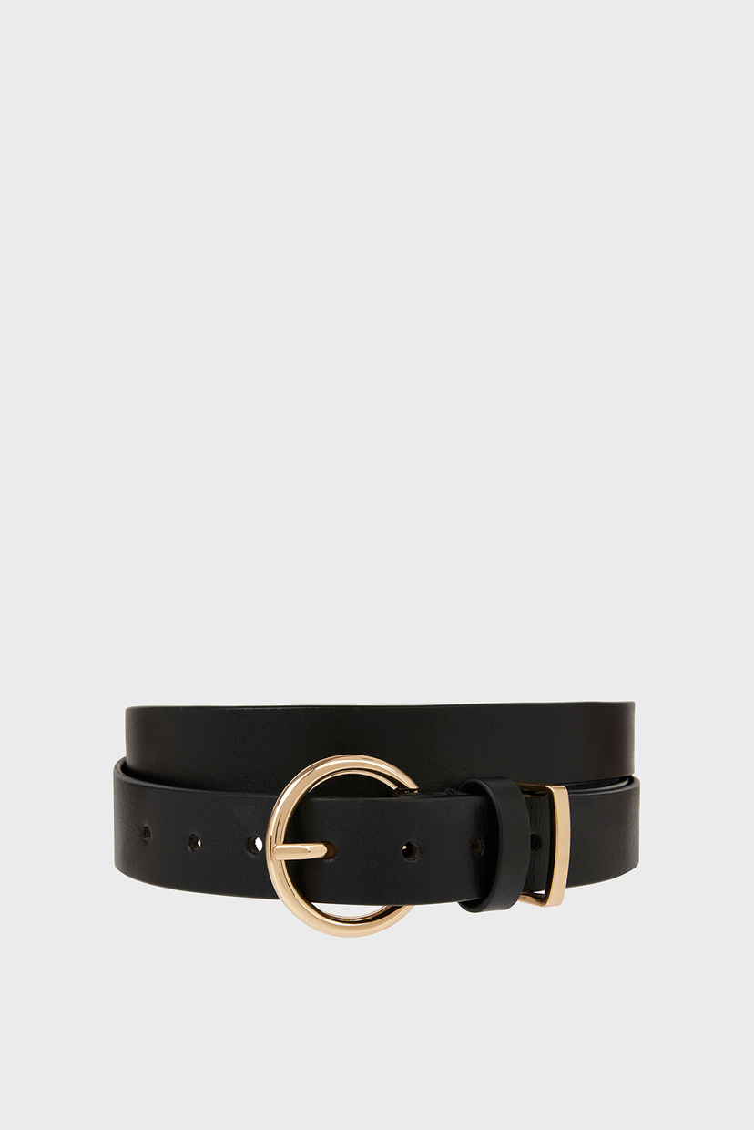 

Женский черный ремень ROUND BUCKLE LEATHER Accessorize L 895901