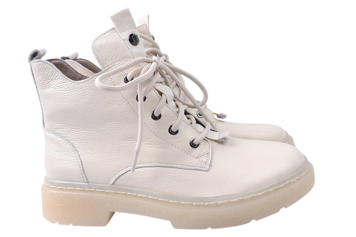 

Черевики жіночі з натуральної шкіри, на низькому ходу, на шнурівці, колір молочний, Farinni 162-21DHC 42