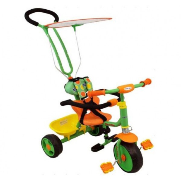 

Велосипед трехколесный Baby Mix Alexis SW-J-23 Green/Orange с багажной корзиной и ремнями безопасности + солнцезащитный козырек
