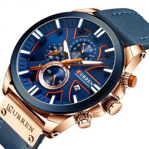 

Наручные часы Curren 8346 Blue-Cuprum мужские кварцевые + подарочная коробка