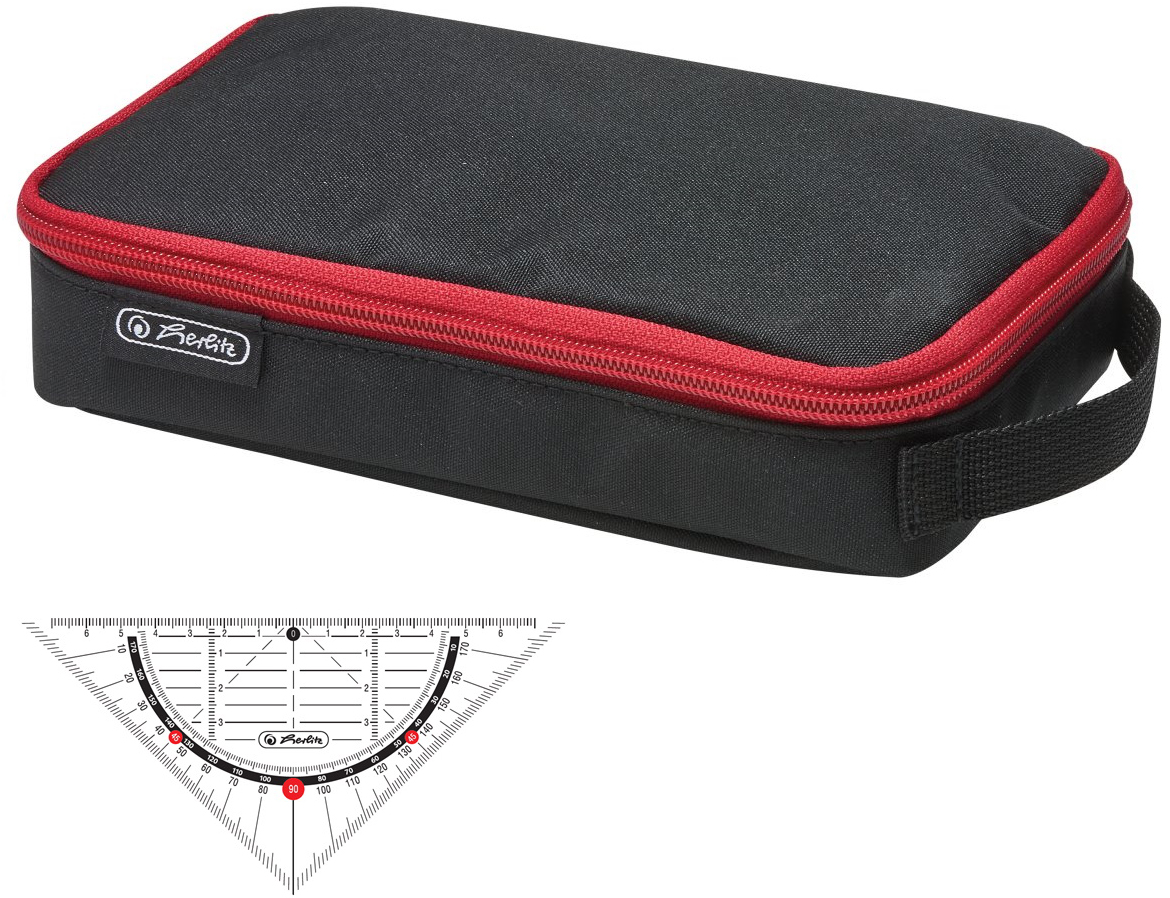 

Пенал Herlitz 2Go Black Red с транспортиром в комплекте (50033348)