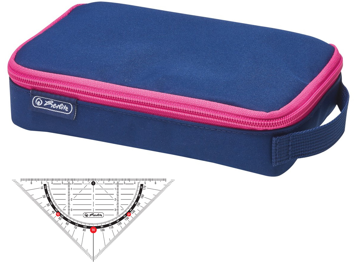 

Пенал Herlitz 2Go Blue Pink с транспортиром в комплекте (50033355)
