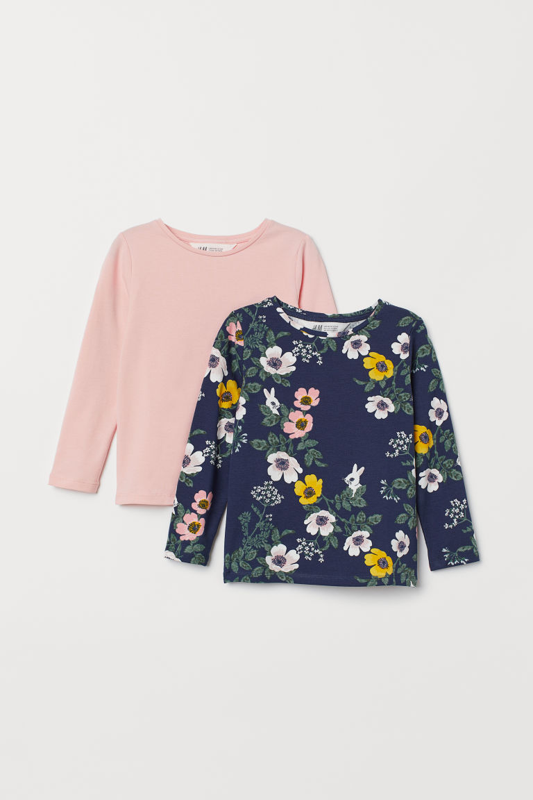 

Футболка с длинными рукавами (2 шт) H&M Р80008 134-140 см Розовый/Темно-синий (P-100599)