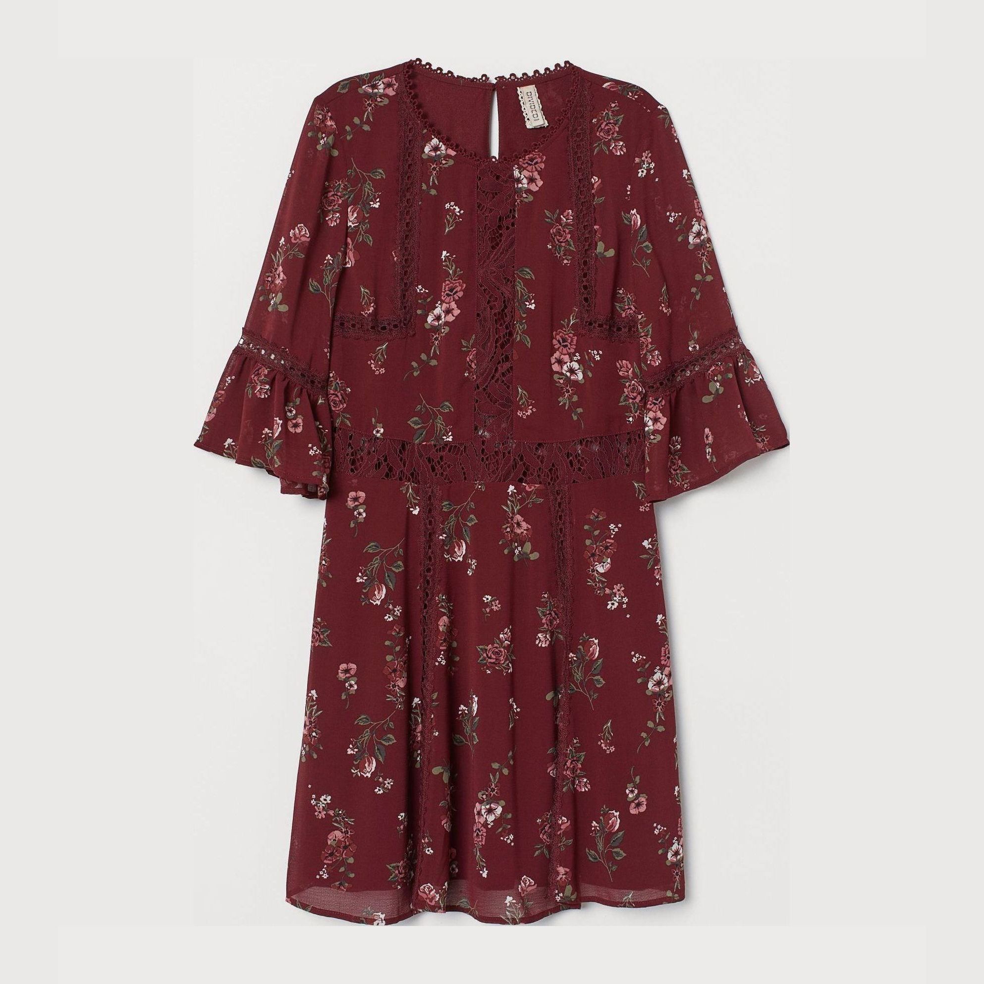 

Платье H&M 7903150-ABHB 46 Темно-красное с разновцветным