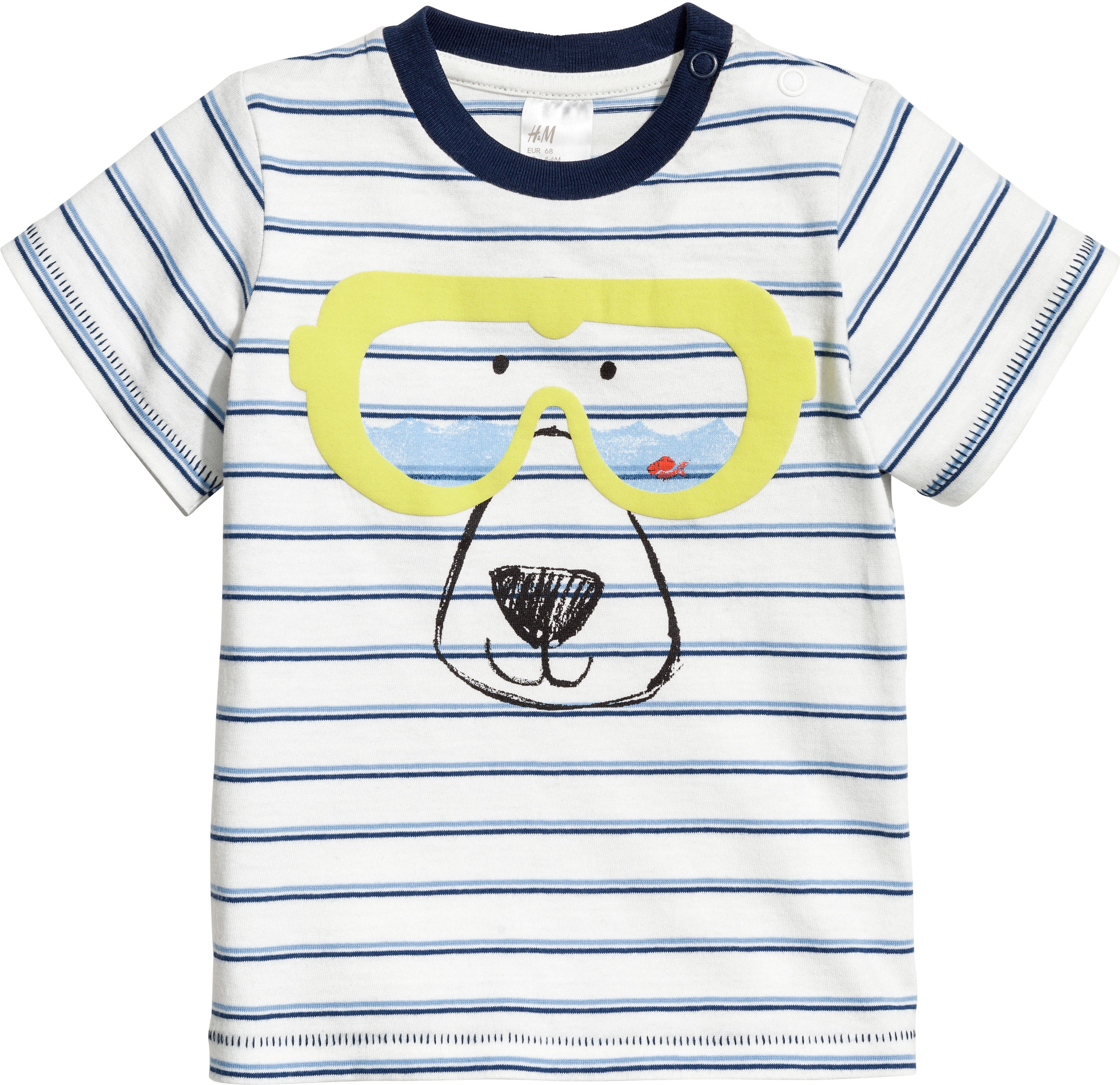 

Футболка H&M 5157486 68 см Бело-синяя в полоску