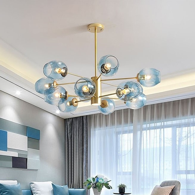 

ЛЮСТРА GLASS GOLD/BLUE 10P