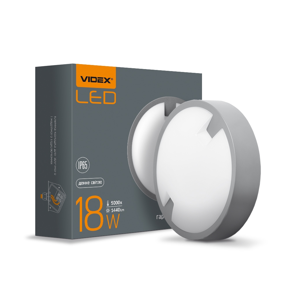 

LED светильник (ЖКХ) IP65 круглый VIDEX 18W 5000K 220V (25806)