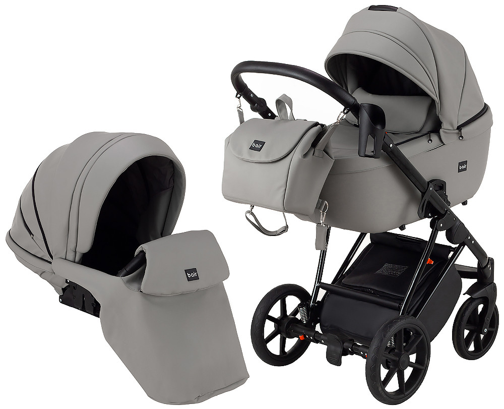 

Коляска 2 в 1 Bair Infinity кожа 100% серый 625183