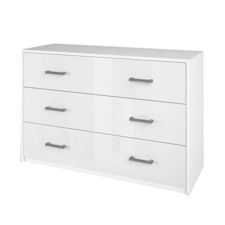 

Комод в спальню, в гостиную, в детскую из ЛДСП Рома 3Ш RM-63-WB MiroMark белый глянец