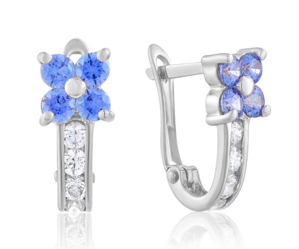 

Серьги золотые с английским замком со SWAROVSKI "Лилия", С4192/1SWFBLUE