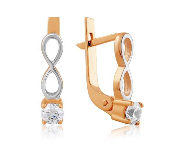 

Серьги с английским замком камнем SWAROVSKI, красное золото, С4213SW