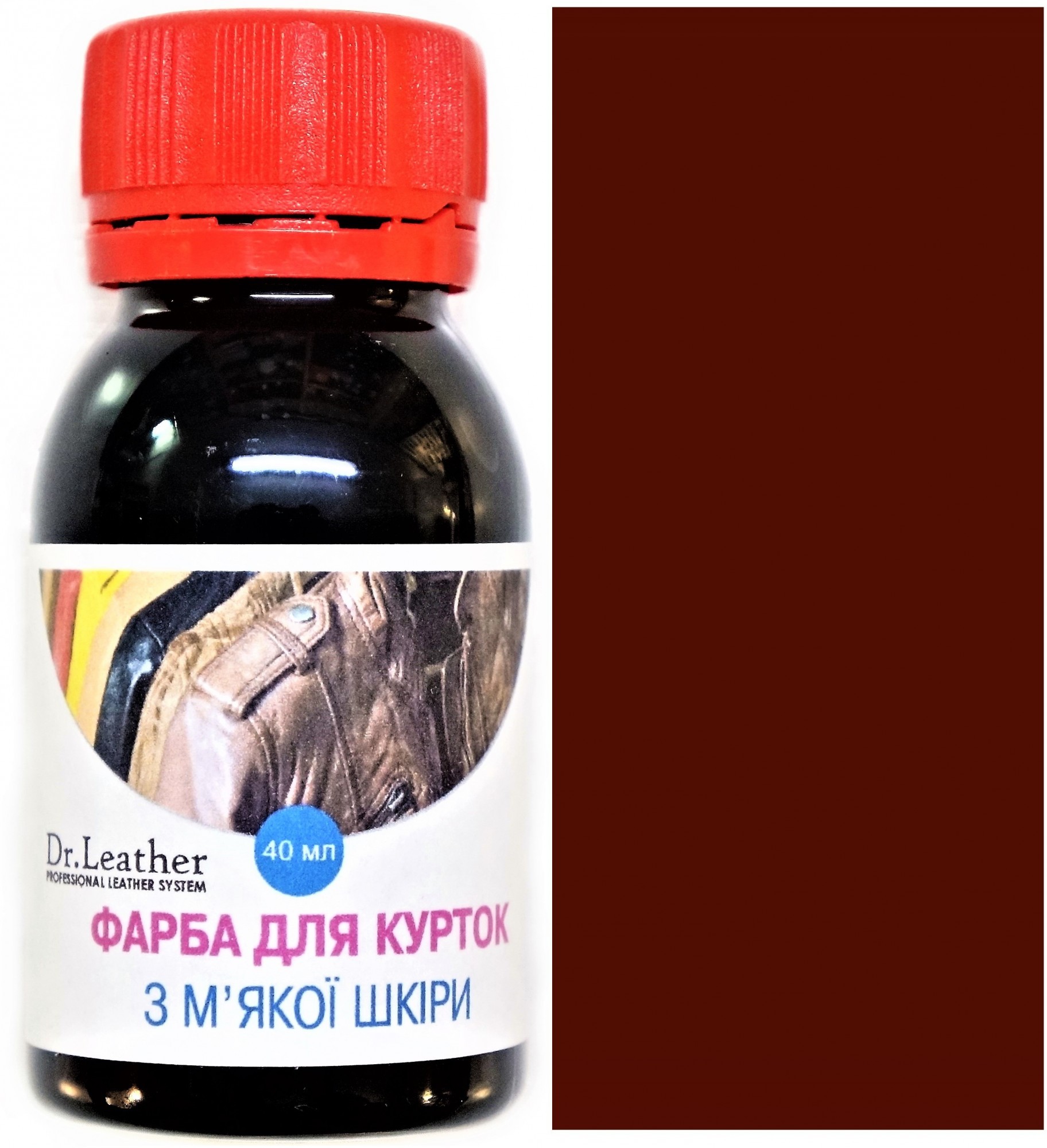 

Фарба для м'якої шкіри DrLeather Touch Up Pigment 40мл Червоно коричневий