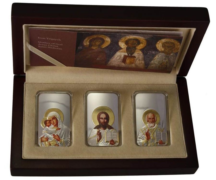 

Набор серебряных монет "Икона-триптих" 3шт.*31,1 грамм 2012 г.