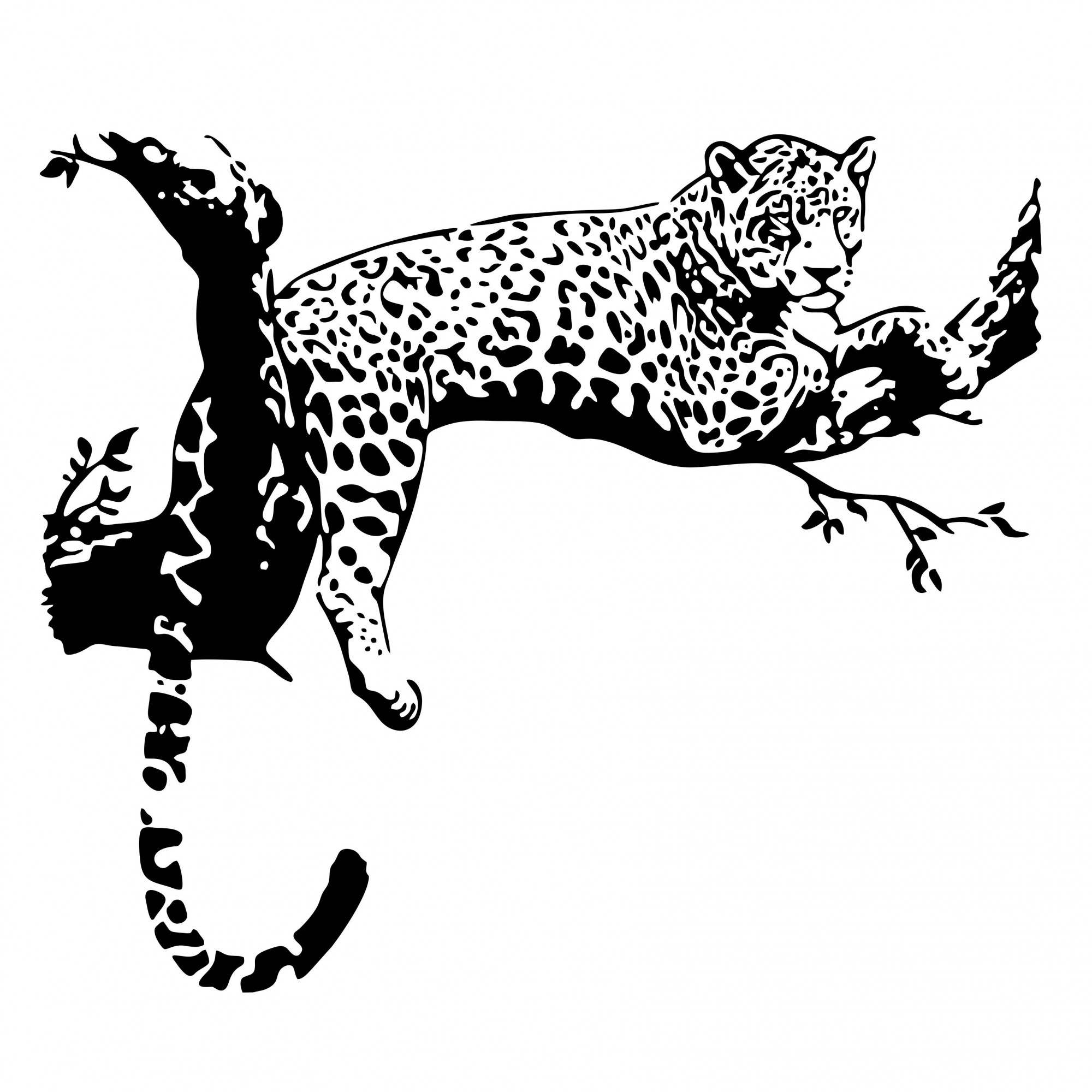 Трафарет леопард на дереве