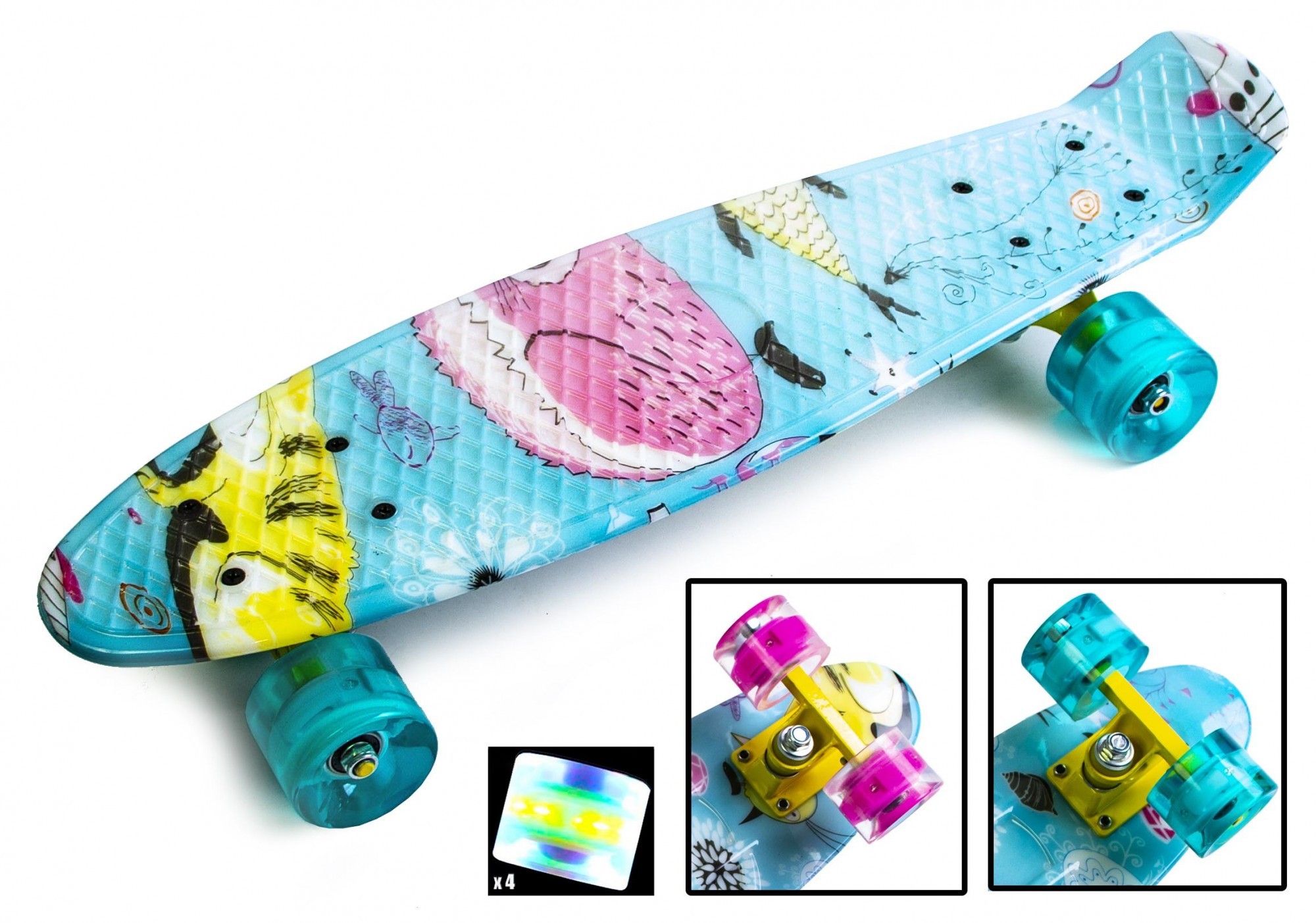 

Скейтборд Penny Board "Cool Cat" Светящиеся колеса