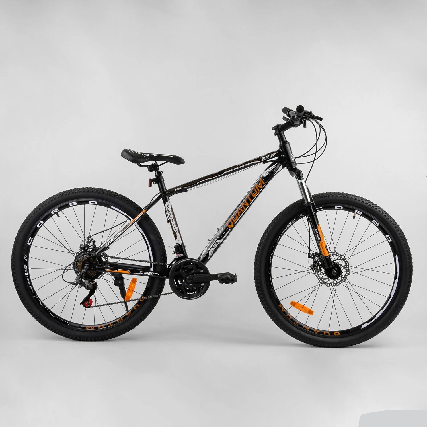 

Велосипед Спортивный Corso «QUANTUM» 27.5" дюймов 11593(2)рама стальная 17.5’’,SunRun 21 скорость Черно-оранжевый