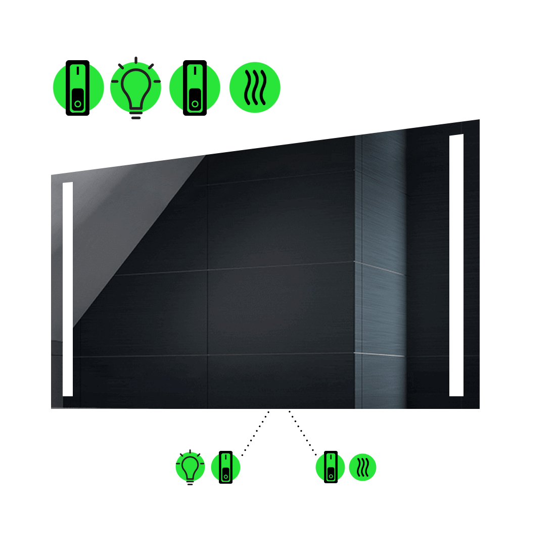 

Зеркало Adelita с Led-подсветкой, с двумя механическими выключателеми 80x70 см