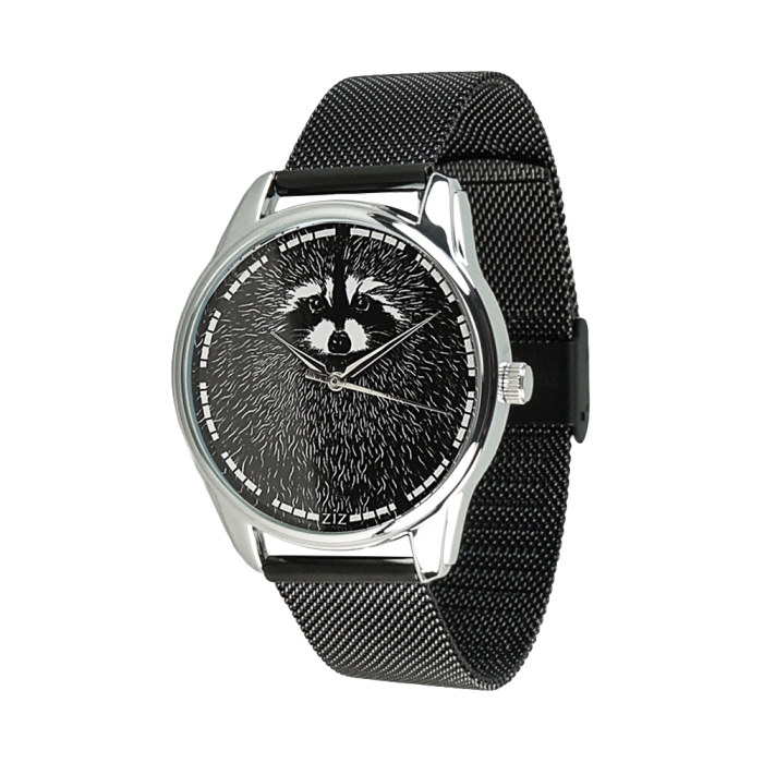 

Часы Ziz Енот ремешок из нержавеющей стали черный + дополнительный ремешок