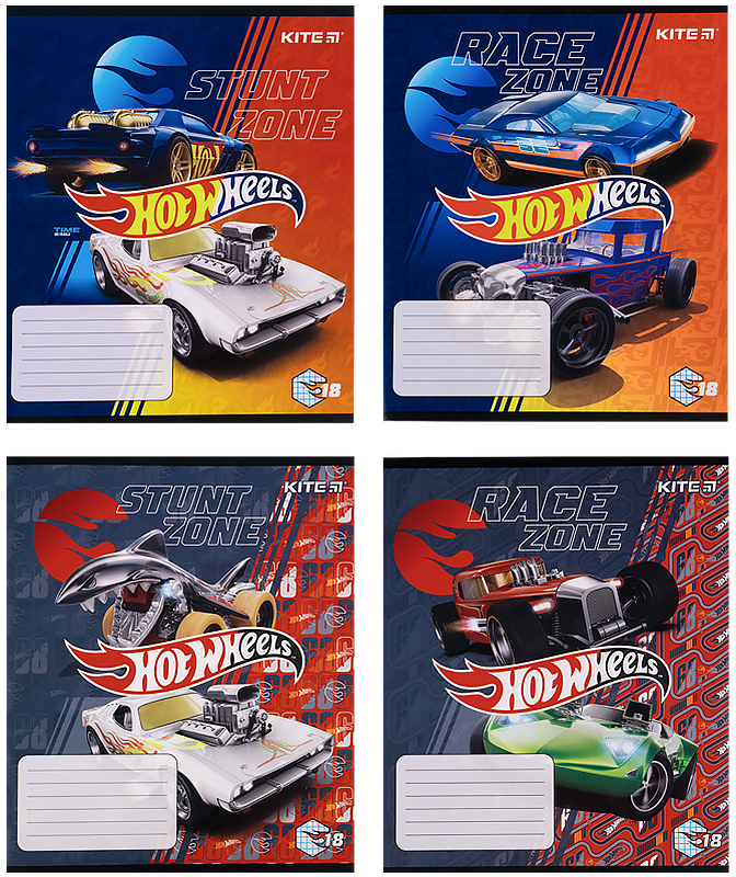 

Набор тетрадей ученических Kite Hot Wheels 18 листов в клетку 4 дизайна 20 шт (HW21-236)