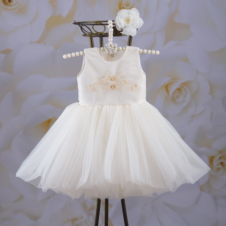 

Плаття Betis"Настюша" з вишивкою,з пов'язкою Молочний Атлас,фатін 27688253 Зріст 122