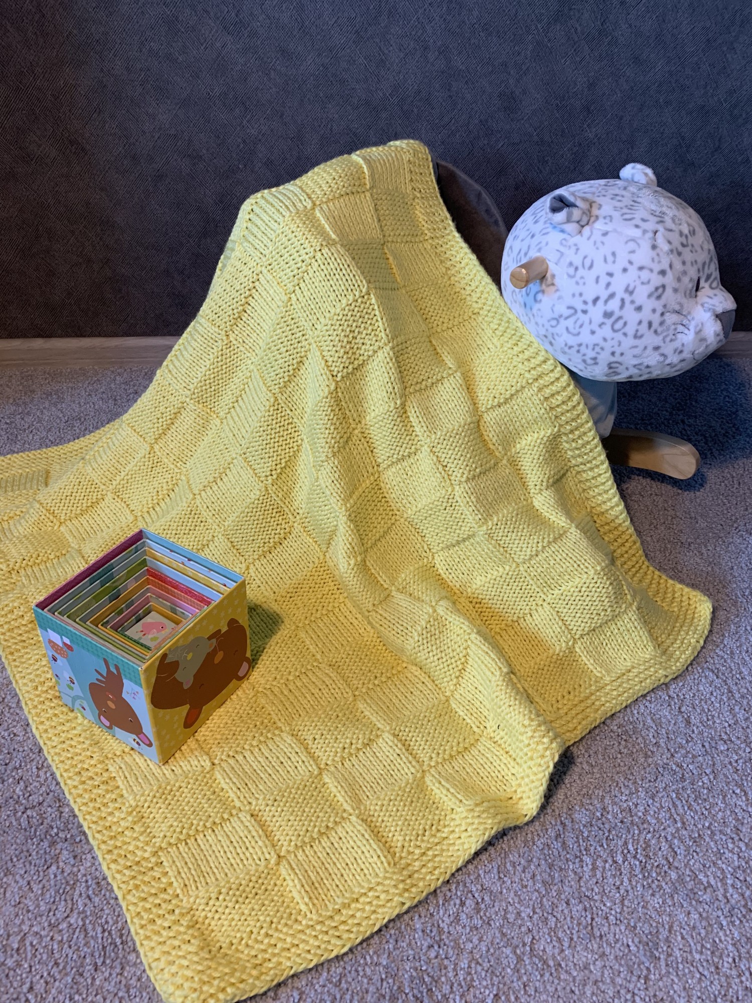 

Плед Knittpenka жовтий дитячій в клітинку дівчинка хлопчик 95 х 95 см